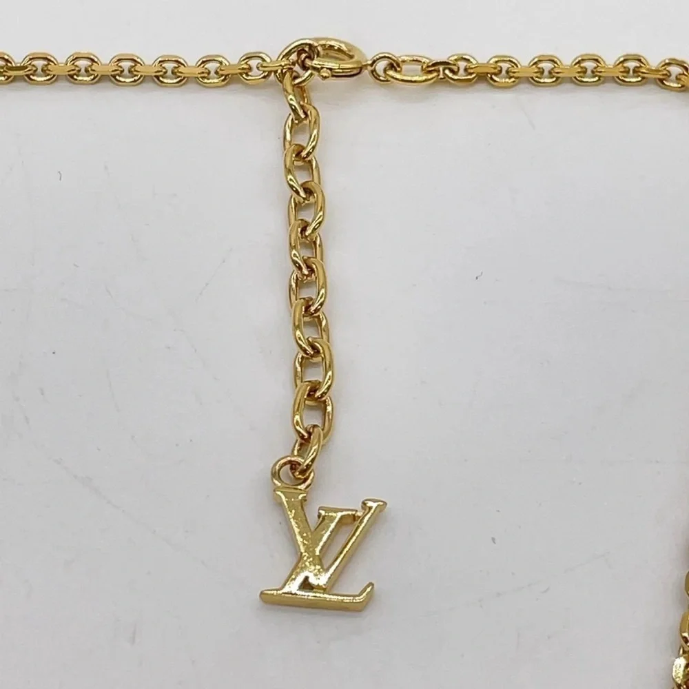 Louis Vuitton Collier Gamble Gold Purple Necklace